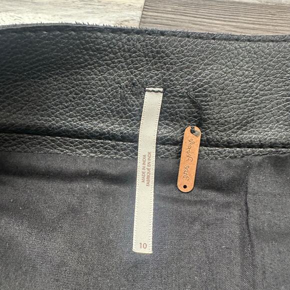 Free People Black Gray Womens 10 Full Front Zip Faux Leather A Line‎ Mini Skirt - Picture 4 of 9